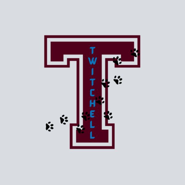 T With Paw Prints - Maroon Thumbnail